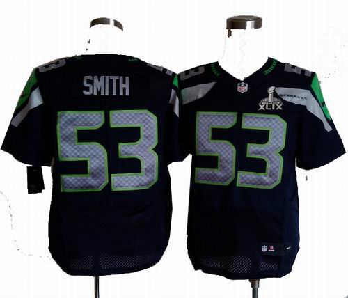 2015 Super Bowl XLIX Jersey Nike Seattle Seahawks 53# Malcolm Smith blue elite jerseys