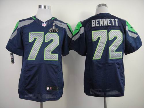 2015 Super Bowl XLIX Jersey Nike Seattle Seahawks 72# Bennett blue Elite Jerseys