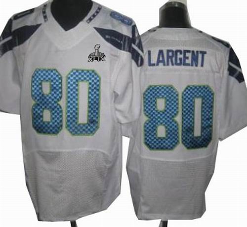 2015 Super Bowl XLIX Jersey Nike Seattle Seahawks 80# Steve Largent White Elite Jerseys