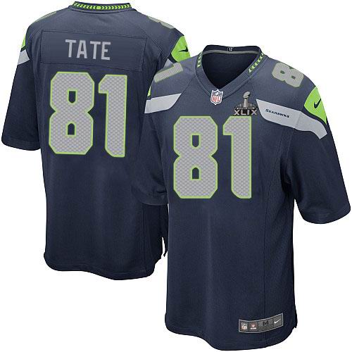 2015 Super Bowl XLIX Jersey Nike Seattle Seahawks 81# Golden Tate Team Color game Jersey