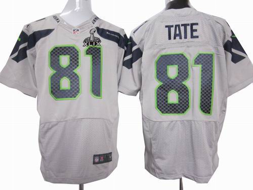 2015 Super Bowl XLIX Jersey Nike Seattle Seahawks 81# Golden Tate grey elite Jersey