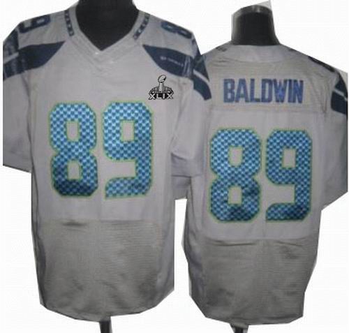 2015 Super Bowl XLIX Jersey Nike Seattle Seahawks 89# Doug Baldwin Grey Elite Jerseys