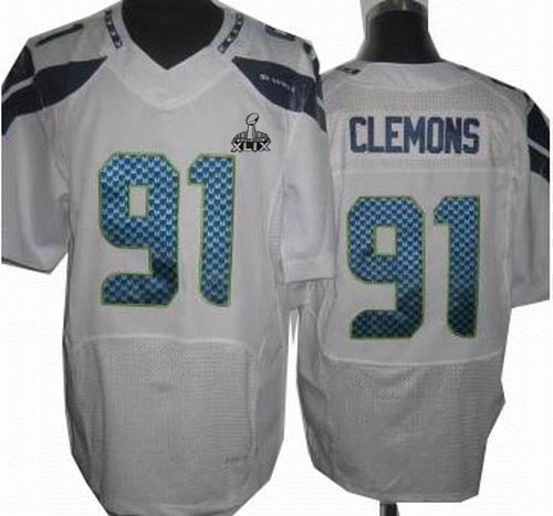 2015 Super Bowl XLIX Jersey Nike Seattle Seahawks 91# Chris Clemons White Elite Jerseys