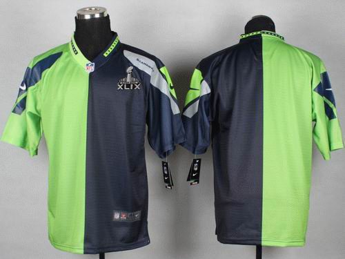 2015 Super Bowl XLIX Jersey Nike Seattle Seahawks Blank blue green elite split jerseys