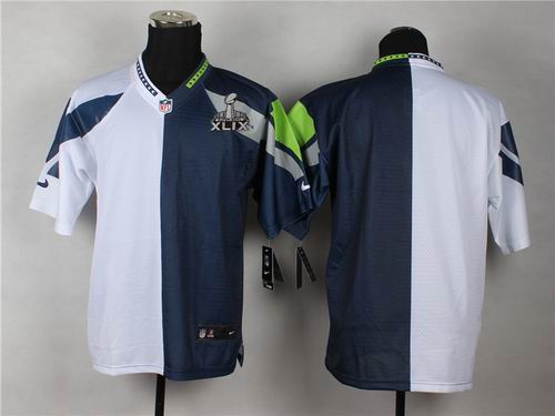 2015 Super Bowl XLIX Jersey Nike Seattle Seahawks Blank blue white split elite jerseys