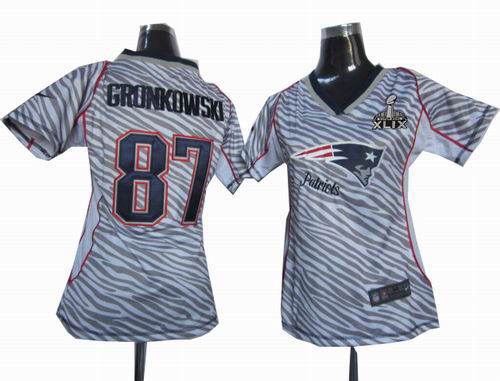 2015 Super Bowl XLIX Jersey Women 2012 Nike New England Patriots 87# Rob Gronkowski Zebra Field Flirt Fashion Jerseys