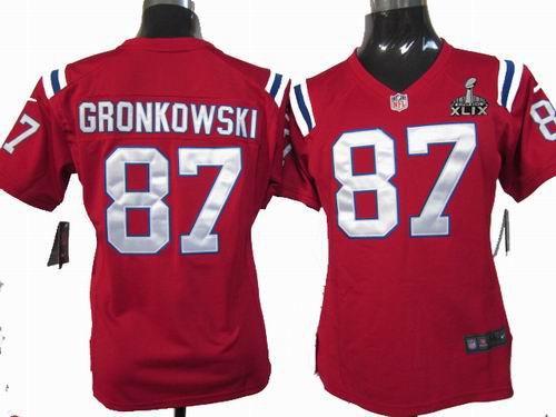 2015 Super Bowl XLIX Jersey Women 2012 Nike New England Patriots 87# Rob Gronkowski red game Jersey