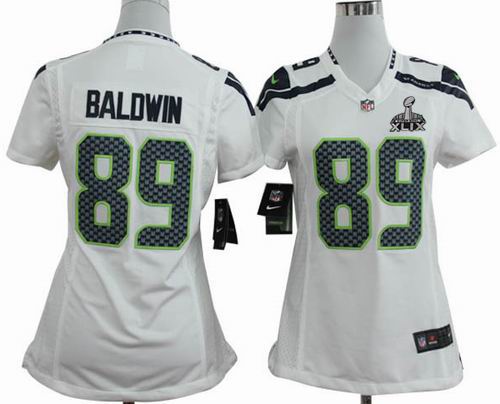 2015 Super Bowl XLIX Jersey Women 2012 Nike Seattle Seahawks #89 Doug Baldwin game white Jersey