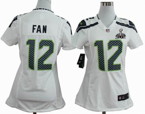 2015 Super Bowl XLIX Jersey Women 2012 Nike Seattle Seahawks 12th Fan Game white Jersey