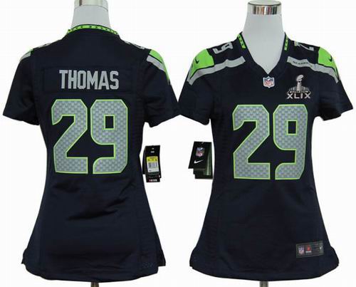 2015 Super Bowl XLIX Jersey Women 2012 Nike Seattle Seahawks 29# Earl Thomas Game team color Jersey