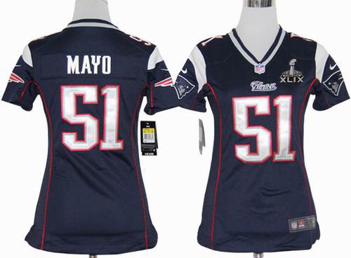 2015 Super Bowl XLIX Jersey Women 2012 nike New England Patriots #51 Jerod Mayo blue game jerseys