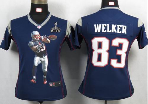 2015 Super Bowl XLIX Jersey Women 2012 nike New England Patriots #83 Wes Welker blue Portrait Fashion Game Jersey
