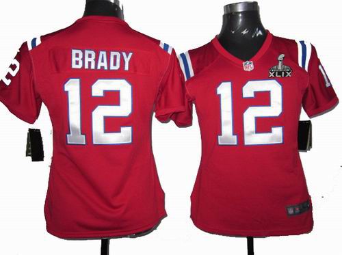 2015 Super Bowl XLIX Jersey Women 2012 nike New England Patriots 12# Tom Brady red game jerseys