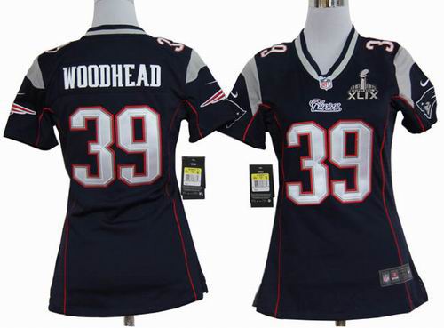 2015 Super Bowl XLIX Jersey Women 2012 nike New England Patriots 39# Danny Woodhead blue game Jersey