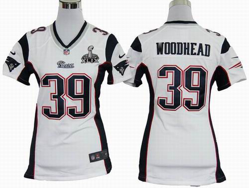 2015 Super Bowl XLIX Jersey Women 2012 nike New England Patriots 39# Danny Woodhead white game Jersey