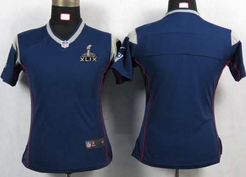 2015 Super Bowl XLIX Jersey Women 2012 nike New England Patriots blank blue Portrait Fashion Game Jersey