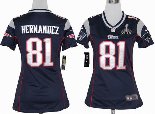 2015 Super Bowl XLIX Jersey Women 2012 nike New England patriots #81 Hernandez blue game Jerseys