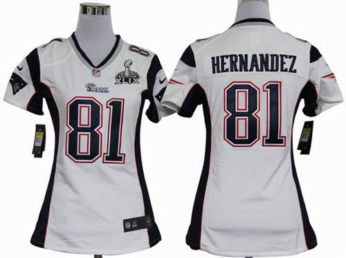 2015 Super Bowl XLIX Jersey Women 2012 nike New England patriots #81 Hernandez white game Jerseys