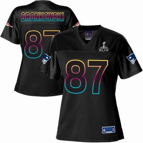 2015 Super Bowl XLIX Jersey Women New England Patriots #87 Rob Gronkowski Pro Line Fashion Jersey Black