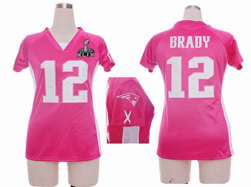 2015 Super Bowl XLIX Jersey Women Nike New England Patriots 12# Tom brady pink draft him ii top jerseys