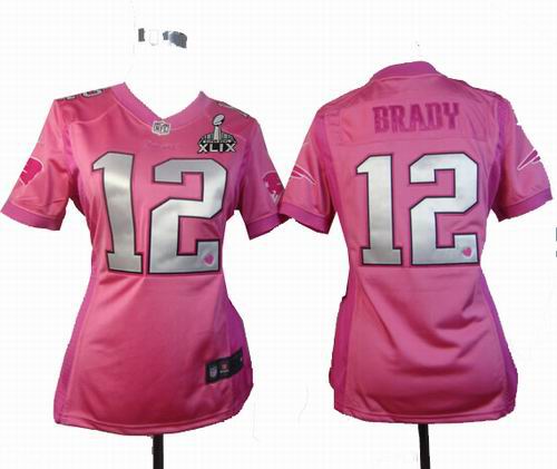 2015 Super Bowl XLIX Jersey Women Nike New England Patriots 12# Tom brady pink love jerseys