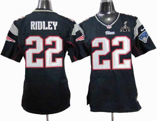 2015 Super Bowl XLIX Jersey Women Nike New England Patriots 22 Stevan Ridley blue game jerseys