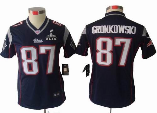 2015 Super Bowl XLIX Jersey Women Nike New England Patriots 87# Rob Gronkowski blue limited Jersey