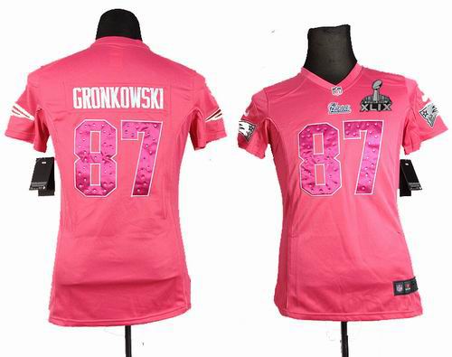 2015 Super Bowl XLIX Jersey Women Nike New England Patriots 87# Rob Gronkowski pink Jersey