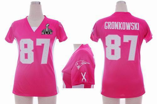 2015 Super Bowl XLIX Jersey Women Nike New England Patriots 87# Rob Gronkowski pink draft him ii top jerseys