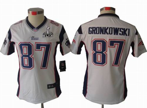 2015 Super Bowl XLIX Jersey Women Nike New England Patriots 87# Rob Gronkowski white limited Jersey