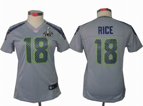2015 Super Bowl XLIX Jersey Women Nike Seattle Seahawks 18# Sidney Rice grey limited Jersey