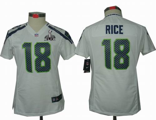 2015 Super Bowl XLIX Jersey Women Nike Seattle Seahawks 18# Sidney Rice white limited Jersey