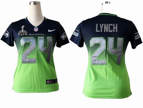 2015 Super Bowl XLIX Jersey Women Nike Seattle Seahawks 24# Marshawn Lynch Elite Drift II Fashion Jersey