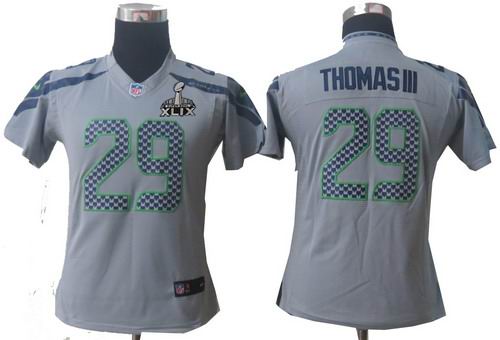 2015 Super Bowl XLIX Jersey Women Nike Seattle Seahawks 29# Earl Thomas III grey limited jerseys