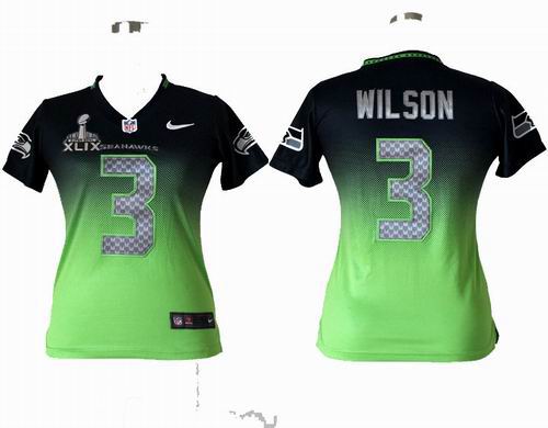 2015 Super Bowl XLIX Jersey Women Nike Seattle Seahawks 3# Russell Elite Drift II Fashion Jersey Wilson