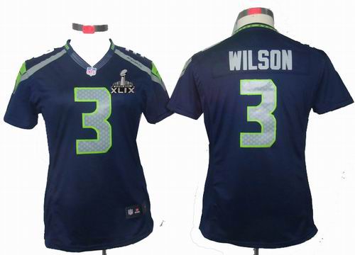 2015 Super Bowl XLIX Jersey Women Nike Seattle Seahawks 3# Russell Wilson Team Color limited Jersey