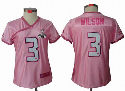 2015 Super Bowl XLIX Jersey Women Nike Seattle Seahawks 3# Russell Wilson pink love elite Jersey