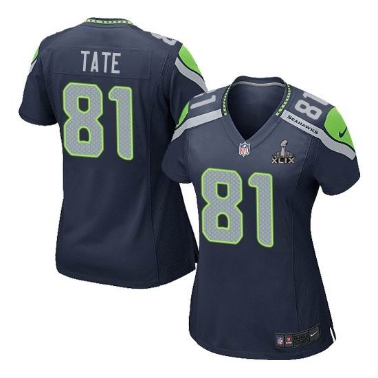 2015 Super Bowl XLIX Jersey Women Nike Seattle Seahawks 81# Golden Tate game Team Color Jersey