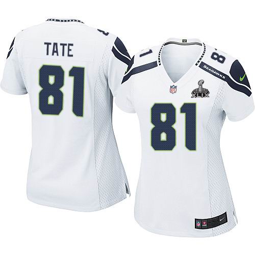 2015 Super Bowl XLIX Jersey Women Nike Seattle Seahawks 81# Golden Tate game white Jersey