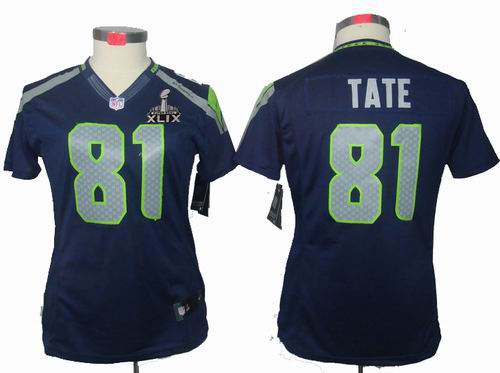 2015 Super Bowl XLIX Jersey Women Nike Seattle Seahawks 81# Golden Tate limited Team Color Jersey