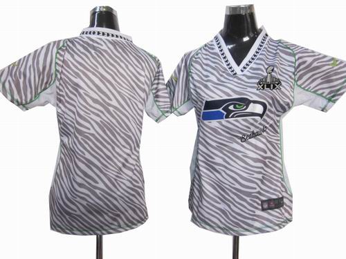 2015 Super Bowl XLIX Jersey Women Nike Seattle Seahawks blank Zebra Field Flirt Fashion Jersey