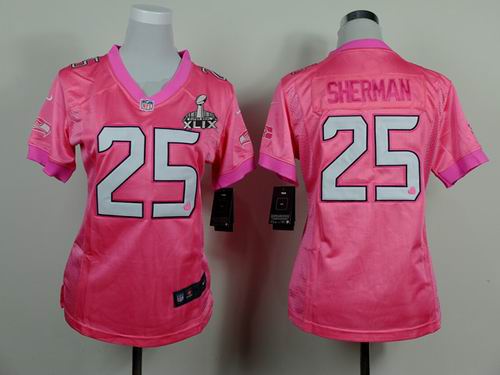 2015 Super Bowl XLIX Jersey Women Seattle Seahawks #25 Richard Sherman pink love jerseys