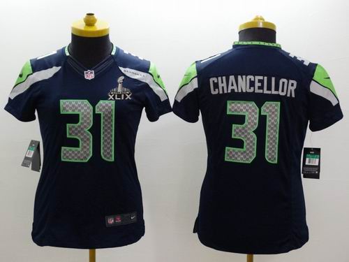 2015 Super Bowl XLIX Jersey Women Seattle Seahawks #31 Kam Chancellor Blue limited Jersey