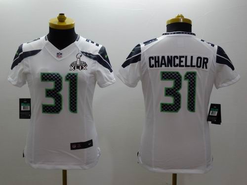 2015 Super Bowl XLIX Jersey Women Seattle Seahawks #31 Kam Chancellor white limited Jersey