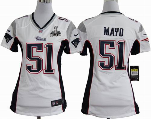 2015 Super Bowl XLIX Jersey Women Women 2012 nike New England Patriots #51 Jerod Mayo white game jerseys