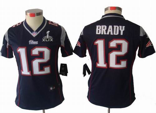 2015 Super Bowl XLIX Jersey Women nike New England Patriots 12# Tom Brady blue limited jerseys