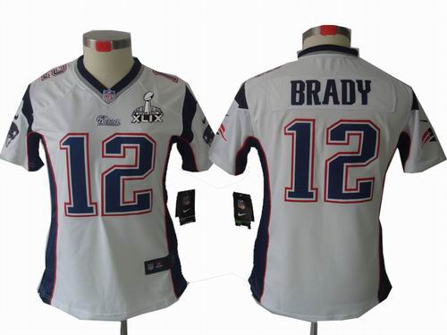 2015 Super Bowl XLIX Jersey Women nike New England Patriots 12# Tom Brady white limited jerseys