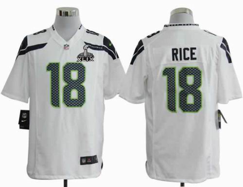 2015 Super Bowl XLIX Jersey Youth 2012 Nike Seattle Seahawks 18# Sidney Rice Game white Jersey