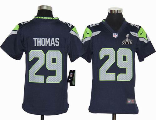 2015 Super Bowl XLIX Jersey Youth 2012 Nike Seattle Seahawks 29# Earl Thomas team color Game Jersey