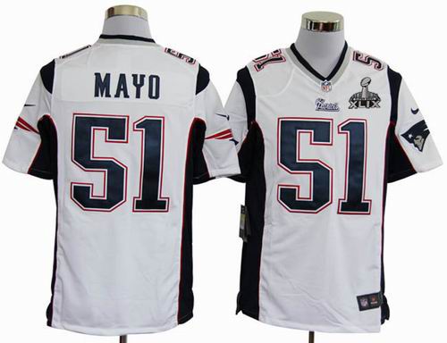 2015 Super Bowl XLIX Jersey Youth 2012 nike New England Patriots #51 Jerod Mayo white game jerseys